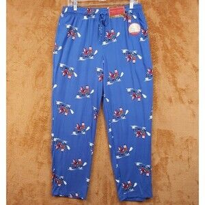 PERRY ELLIS Pajama Pants Medium Blue Santa Sleigh Gift Snow Winter Sleepwear PJs